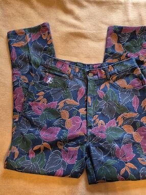 NWOT Braxton Floral Leaf Print Denim Pants - Multicolor Leaves SZ 13